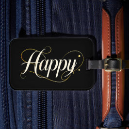 Minimalist Elegant Gold Happy Typography - Classy  ラゲッジタグ