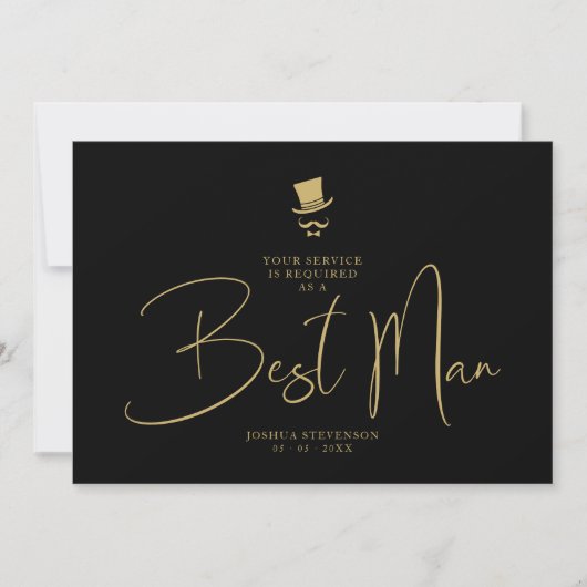 Minimalist Elegant Gorgeous Script Best Man 招待状 (正面)