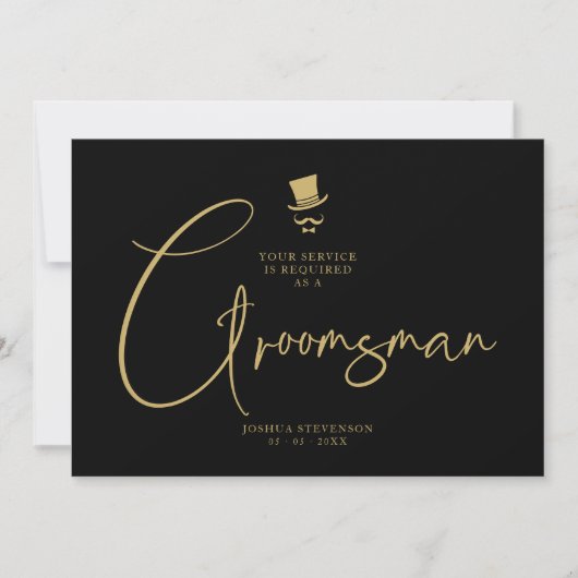 Minimalist Elegant Gorgeous Script Groomsman  招待状 (正面)