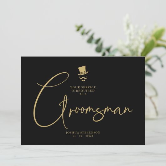 Minimalist Elegant Gorgeous Script Groomsman  招待状 (スタンド正面)