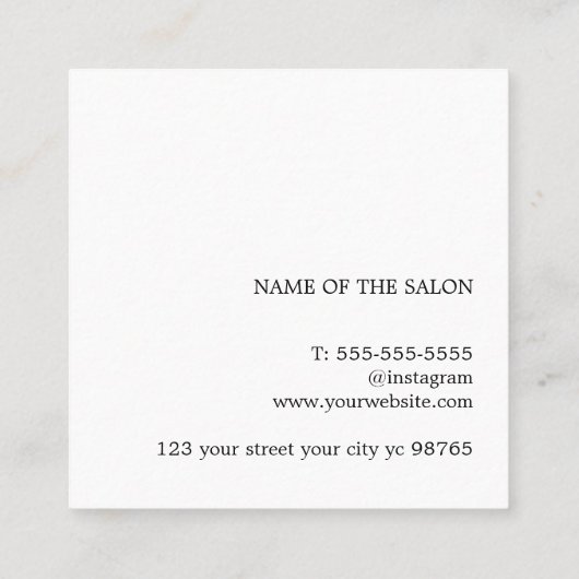 Minimalist Elegant Grey Scissors Hairstylist スクエア名刺 (裏面)
