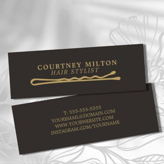 Minimalist Elegant Hair Stylist Business Card スキニー名刺
