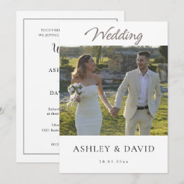 Minimalist Elegant Half Photo Modern chic Wedding 招待状