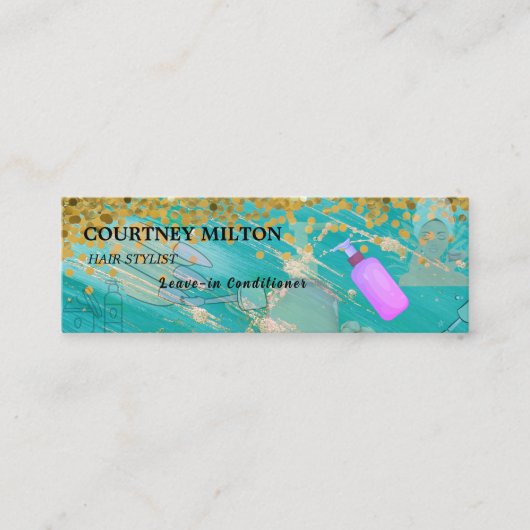 Minimalist Elegant Ivory Black Golden Hair Stylist スキニー名刺 (正面)