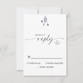 Minimalist Elegant Monogram Navy Blue Calligraphy 出欠カード (正面)