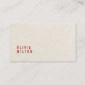 Minimalist Elegant Paper Texture Red Consultant 名刺 (正面)