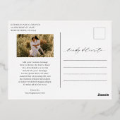 Minimalist Elegant Photo Classic Christmas 箔シーズンポストカード (裏面)