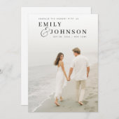 Minimalist Elegant QR Code Photo Wedding 招待状 (正面/裏面)