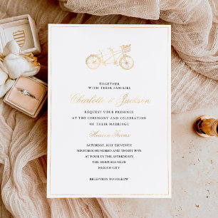Minimalist Elegant Rustic Simple Wedding Gold 箔招待状