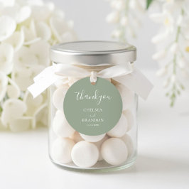 Minimalist Elegant Sage Green Thank You Wedding ラウンドシール