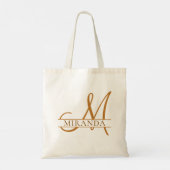 Minimalist Elegant Sand Monogram Bridesmaid トートバッグ (裏面)