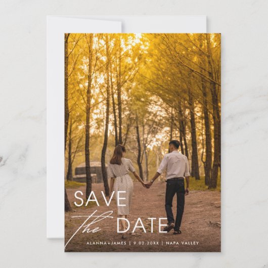 Minimalist Elegant Save the Date 招待状 (正面)