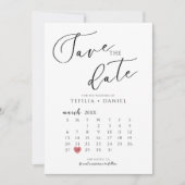 Minimalist Elegant Save The Date Calendar 招待状 (正面)