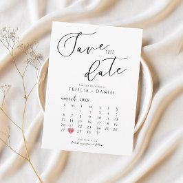Minimalist Elegant Save The Date Calendar  招待状