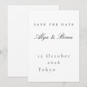 Minimalist Elegant Save the Date Wedding Card 招待状 (正面/裏面)