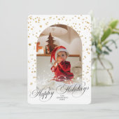 Minimalist Elegant Script Christmas Arch Photo Hol シーズンカード (スタンド正面)