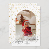 Minimalist Elegant Script Christmas Arch Photo Hol シーズンカード (正面/裏面)