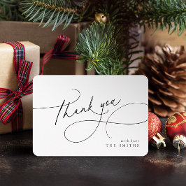 Minimalist Elegant Script Christmas Thank You サンキューカード