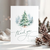 Minimalist Elegant Script Christmas Tree Thank You サンキューカード