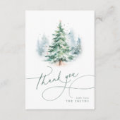Minimalist Elegant Script Christmas Tree Thank You サンキューカード (正面)