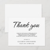 Minimalist Elegant Script Funeral Thank You Card 出欠カード (正面/裏面)