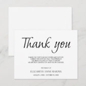 Minimalist Elegant Script Funeral Thank You Card 出欠カード (正面/裏面)