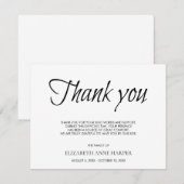 Minimalist Elegant Script Funeral Thank You Card 出欠カード (正面/裏面)