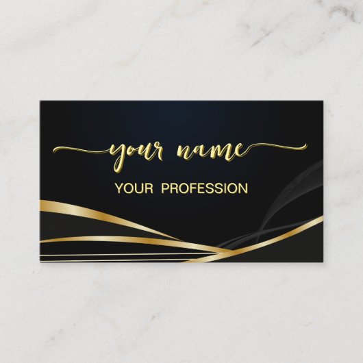 Minimalist Elegant script Gold and Black  名刺 (正面)