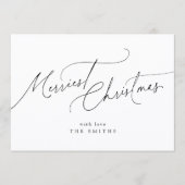 Minimalist Elegant Script Merriest Christmas シーズンカード (正面)