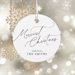 Minimalist Elegant Script Merriest Christmas フェイバータグ