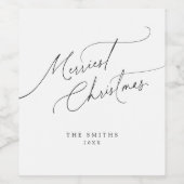 Minimalist Elegant Script Merriest Christmas ワインラベル (シングルラベル)