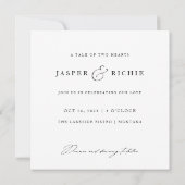 Minimalist Elegant Script Photo Square Wedding 招待状 (裏面)