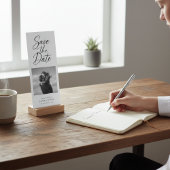 Minimalist Elegant Script Photo Wedding Bookmark セーブザデート