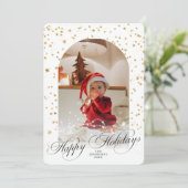 Minimalist Elegant Script Red Christmas Arch Photo シーズンカード (スタンド正面)