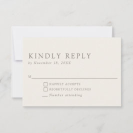 Minimalist Elegant Taupe Neutral Kindly Reply 出欠カード
