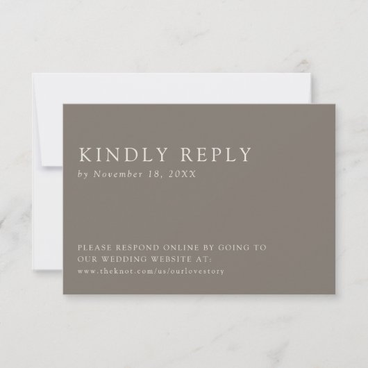 Minimalist Elegant Taupe Wedding RSVP Online (正面)