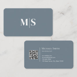 Minimalist Elegant Teal Green Initials QR Code 名刺