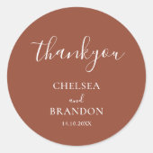 Minimalist Elegant Terracotta Thank You Wedding ラウンドシール (正面)