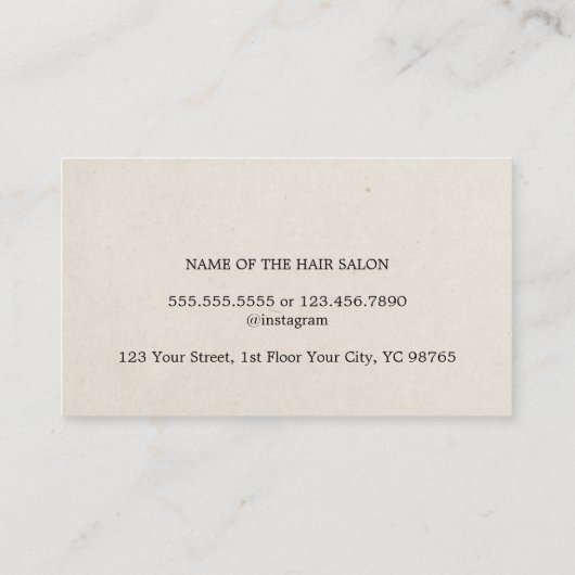 Minimalist Elegant Texture Beige Hairstylist  名刺 (裏面)