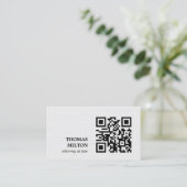 Minimalist Elegant Texture White Black QR Code 名刺 (スタンド正面)