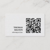 Minimalist Elegant Texture White Black QR Code 名刺 (正面)