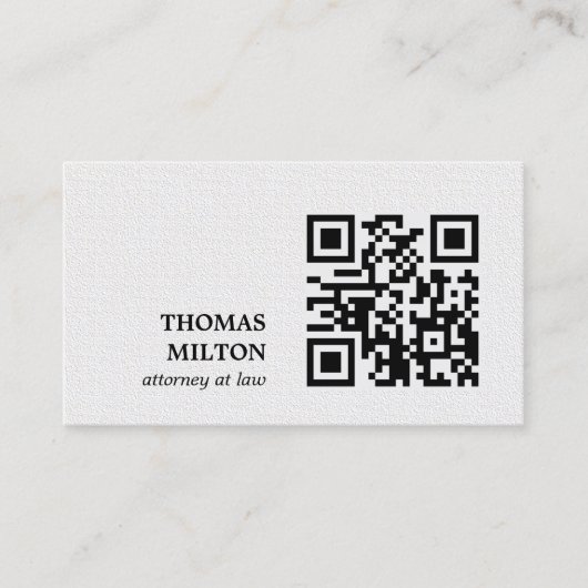 Minimalist Elegant Texture White Black QR Code 名刺 (正面)