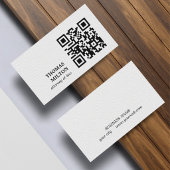 Minimalist Elegant Texture White Black QR Code 名刺