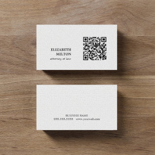 Minimalist Elegant Texture White QR code Attorney  名刺