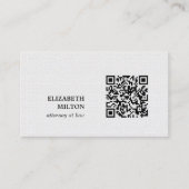 Minimalist Elegant Texture White QR code Attorney  名刺 (正面)
