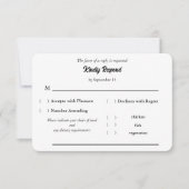 Minimalist Elegant Typography & Meal Choice RSVP (正面)