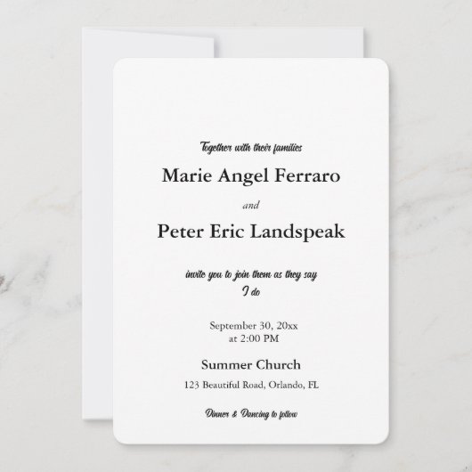 Minimalist Elegant Typography Photo Back Wedding 招待状 (正面)