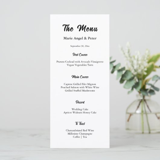 Minimalist Elegant Typography Wedding Menu メニュー (スタンド正面)