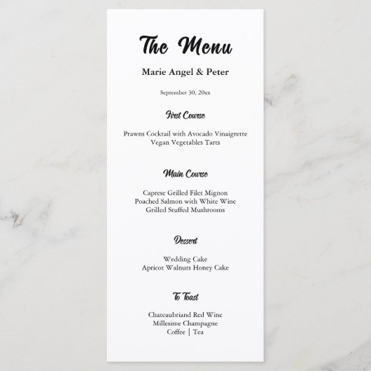 Minimalist Elegant Typography Wedding Menu メニュー (正面)