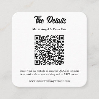 Minimalist Elegant Typography Wedding QR Code スクエア名刺